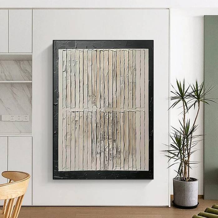 Oversized Hand-Painted Textured - large black and white wall art